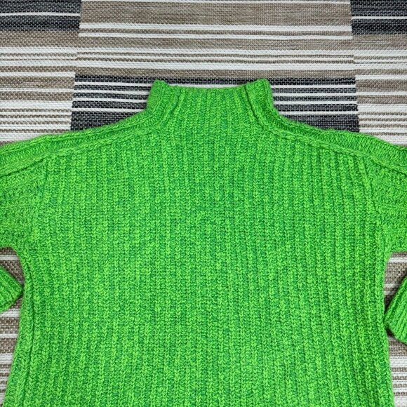 Free People Women's Everyday Cotton Mock Neck Chunky Sweater Green Size Medium - Picture 6 of 11